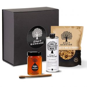 Coffret gourmand sucré salé, composé par Le Verger de Barnabé